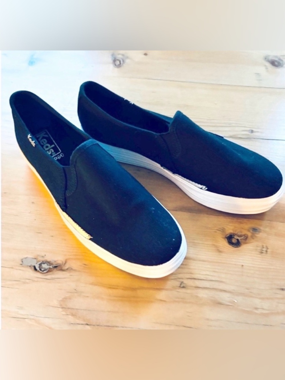 Keds Triple Decker Shoes Durable Canvas Upper Ortholite Insole Black Size 6